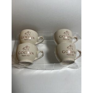 Godiva Cream Coffee Mugs Set of 4 - 9 Fl oz